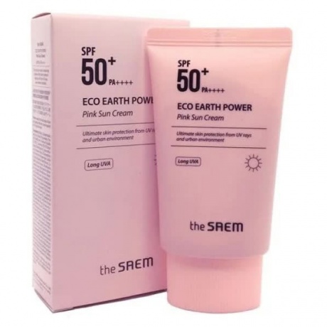 Солнцезащитный крем для проблемной кожи The Saem Sun Eco Earth Pink Sun Cream SPF50+ PA++++ 50гр