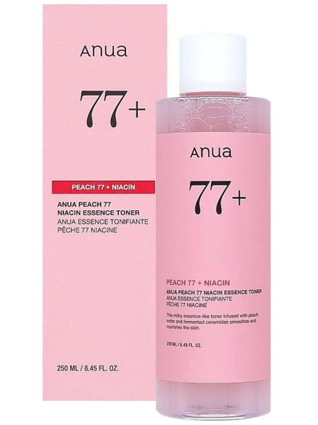Тонер-эссенция с персиком для гладкой и сияющей кожи Anua Peach 77 Niacin Essence Toner 250мл