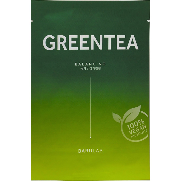 Успокаивающая маска с зелёным чаем Barulab The Clean Vegan GREENTEA Mask 30мл