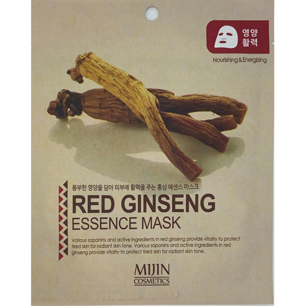 Маска для лица тканевая красный женьшень MIJIN RED GINSENG ESSENCE MASK 25гр