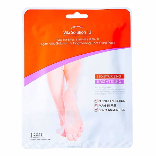 Освежающая маска для ног Jigott Vita Solution 12 Brightening Foot Care Pack 
