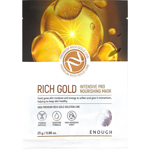 Тканевая маска с золотом Enough Rich Gold Intensive PRO Nourishing Mask Pack 25мл