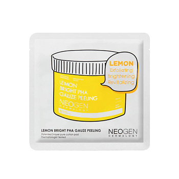 Очищающие пилинг-пэды с лимоном для сияния кожи Neogen Dermalogy Lemon Bright PHA Gauze Peeling 1шт